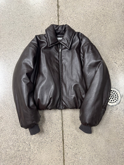 Acne Studios ‘Coated’ Brown Cropped Bomber Jacket