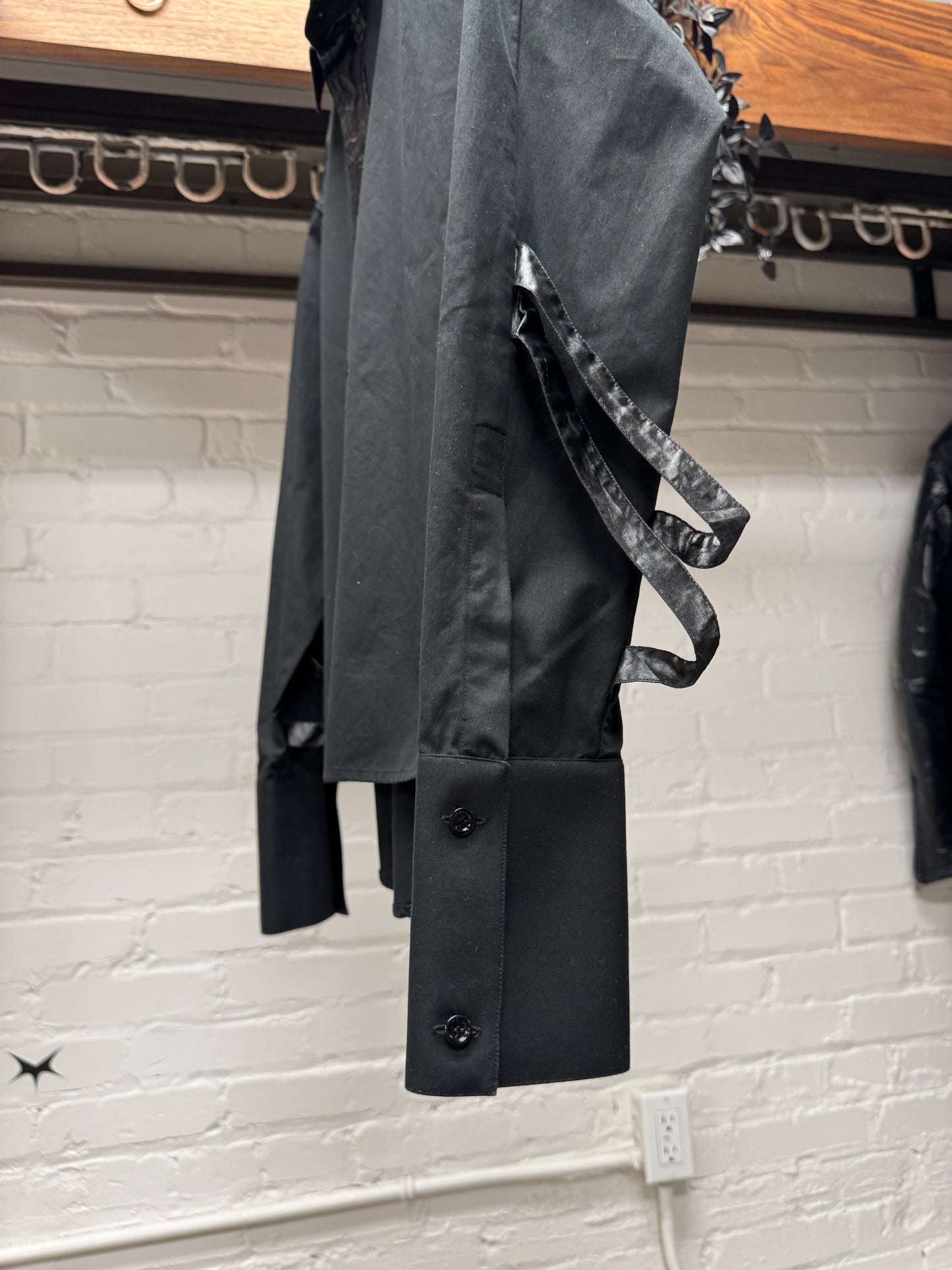 AW2003 Dior Homme ‘Luster’ Waxed Black Tape Seam Bondage Shirt