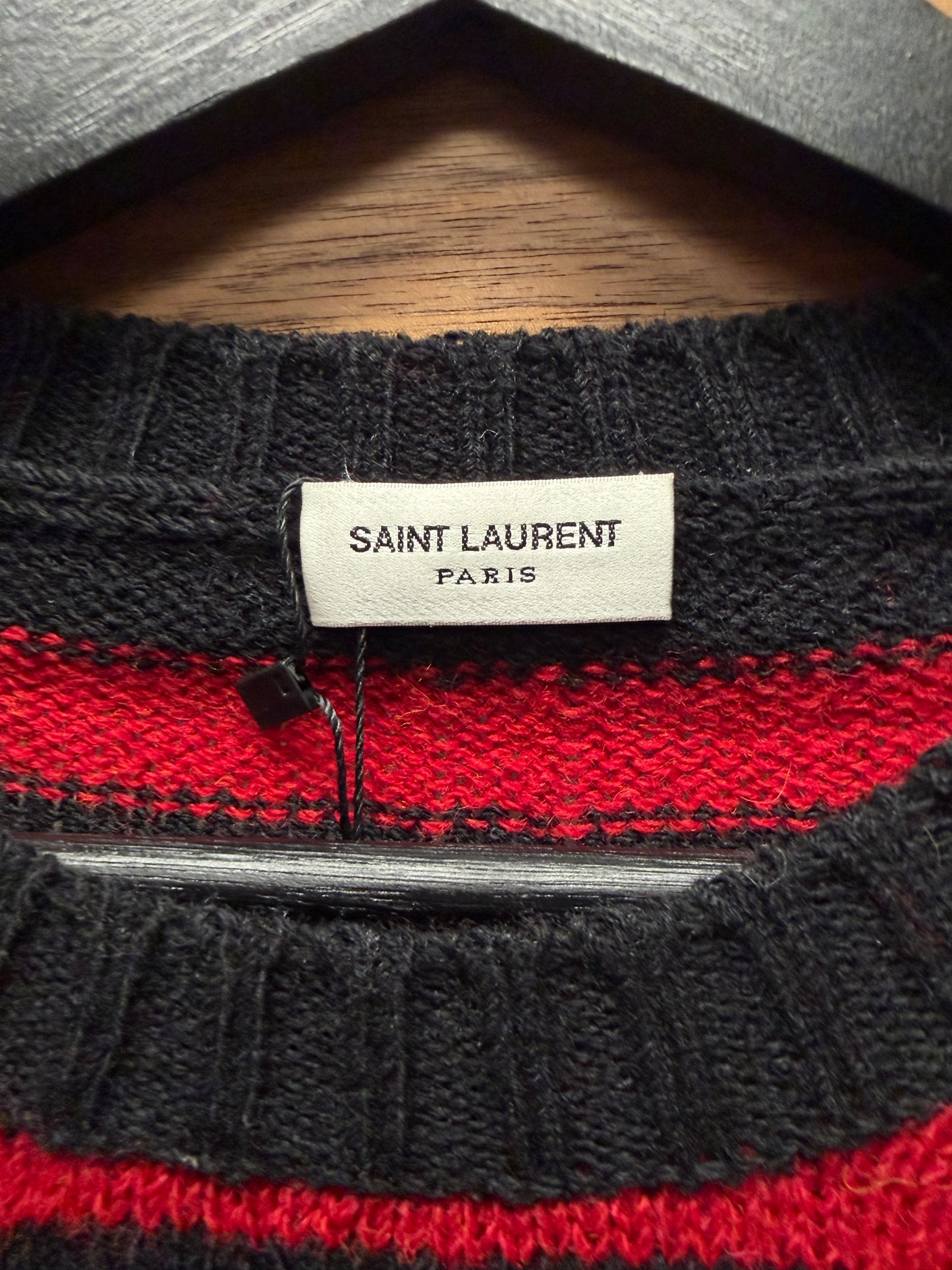 AW2015 Saint Laurent by Hedi Slimane Black/Red Striped Knit Sweater