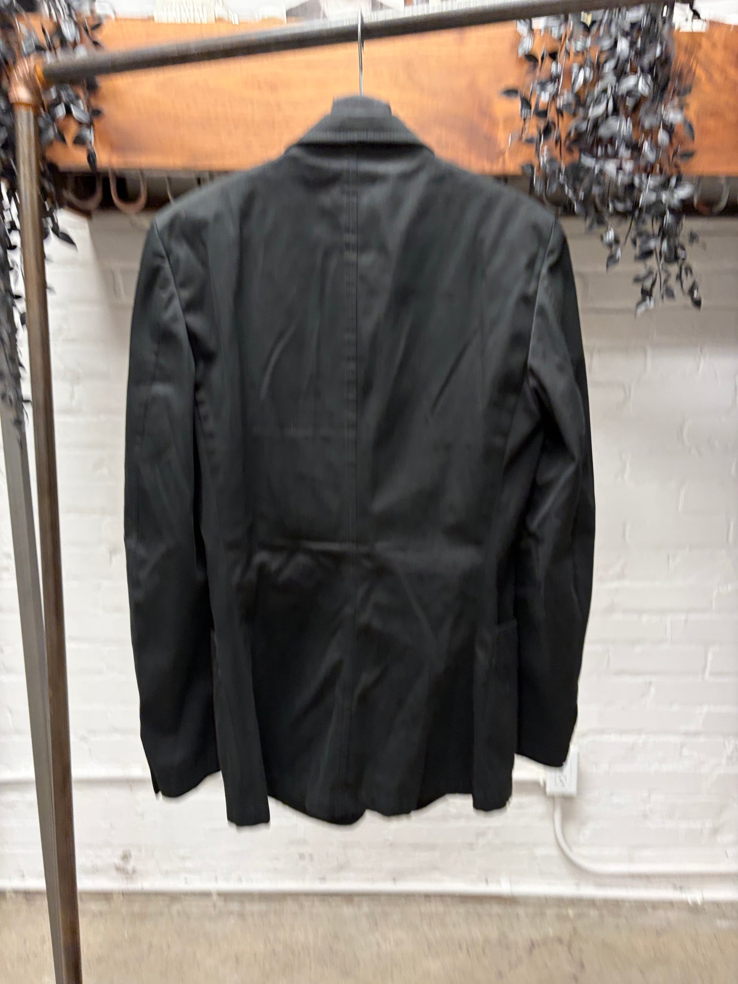 2000s Gucci Black Single Breasted Waxed Cotton Long Blazer
