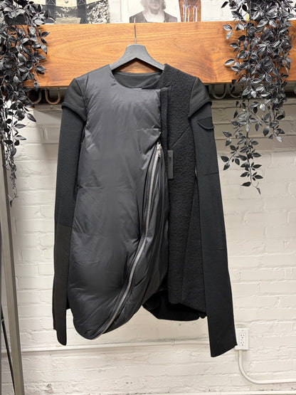 AW2017 Rick Owens ‘Glitter’ Black Runway Asymmetric Wool/Down Filled Jacket