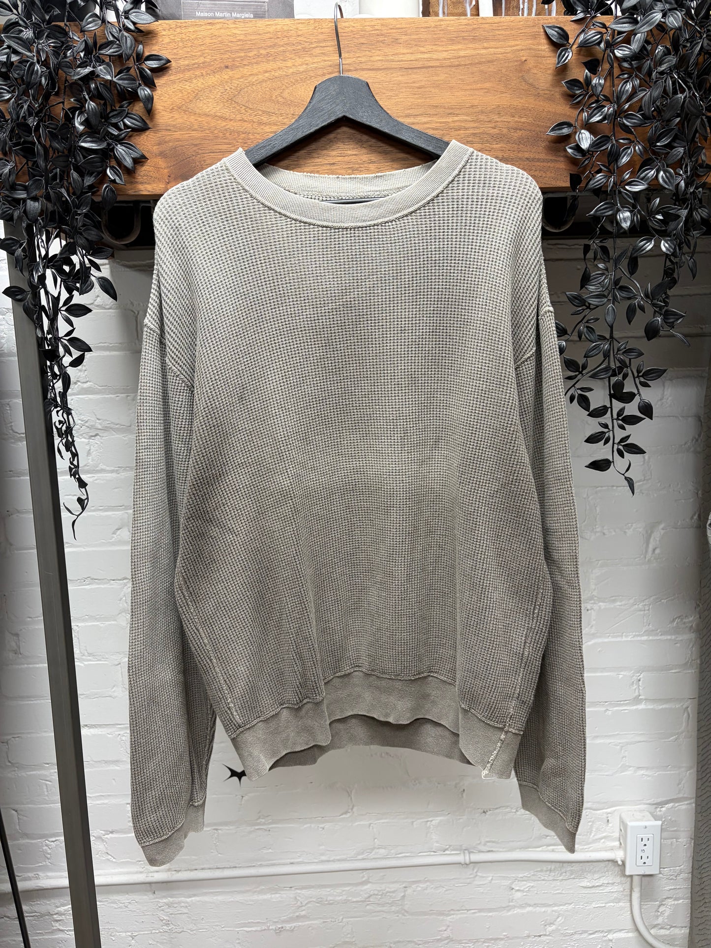Kapital Vintage Inspired Faded Thermal Cotton Long Sleeve Shirt