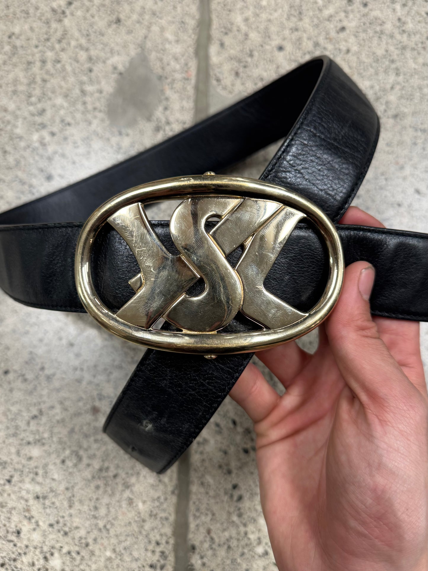 Vintage YSL Gold Buckle Belt