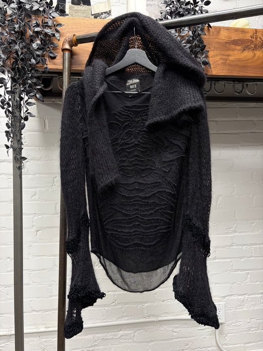 AW2007 Jean Paul Gaultier ‘Scarf Wrap’ Sheer/Mohair Blend Vampiric Knit Sweater