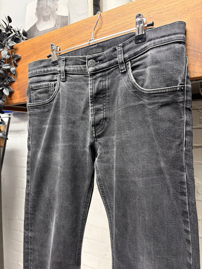 2015 Prada Washed Black Stacked Length Skinny Jeans