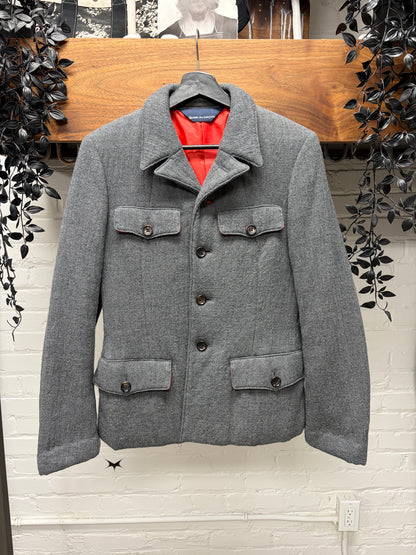 SS1997 Comme Des Garçons Homme Quilted Grey Wool Collared Coat
