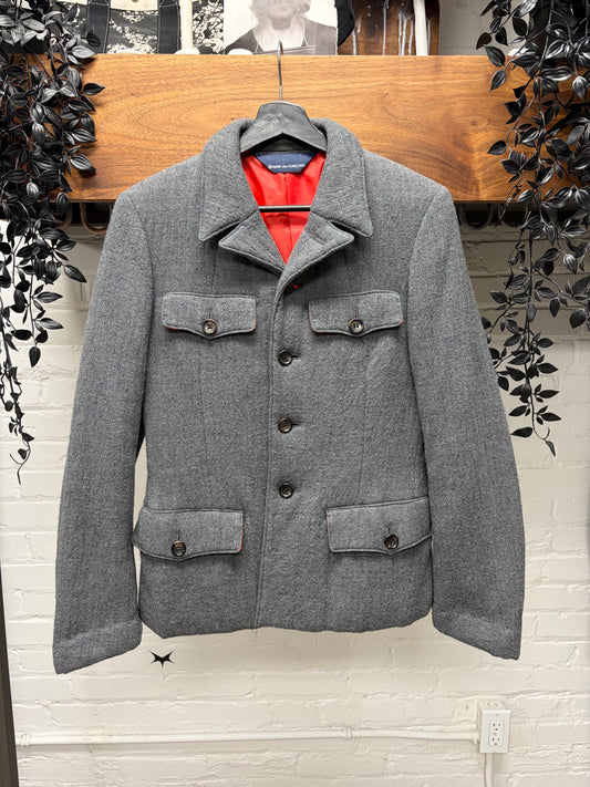 SS1997 Comme Des Garçons Homme Quilted Grey Wool Collared Coat