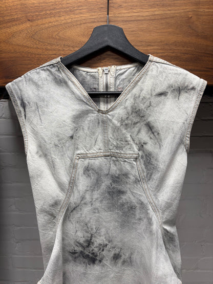 SS2015 Rick Owens ‘Faun’ Batik Grey Smoke Washed Denim Dress