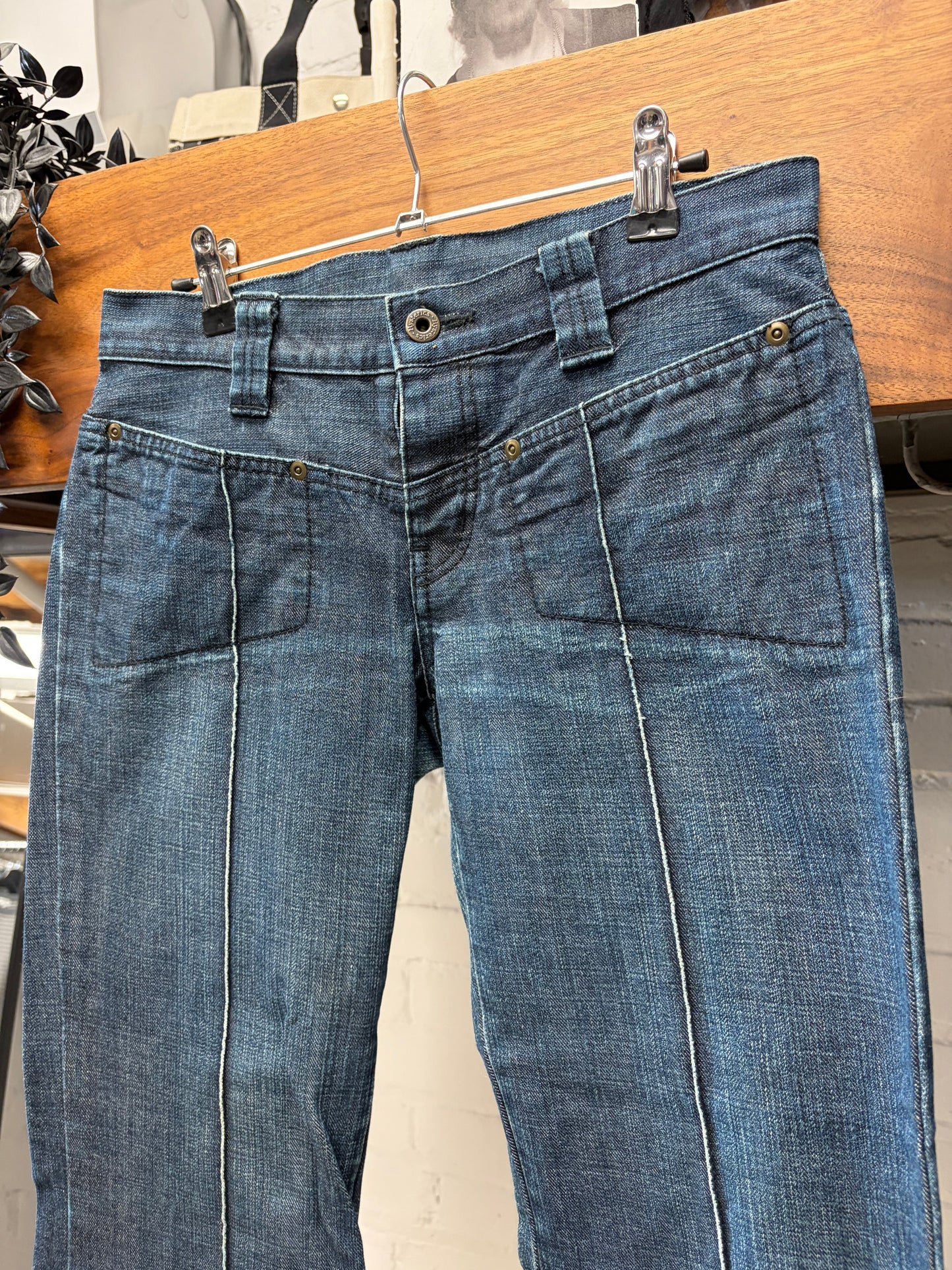 Hysteric Glamour Pleated Blue Flared Leg Denim