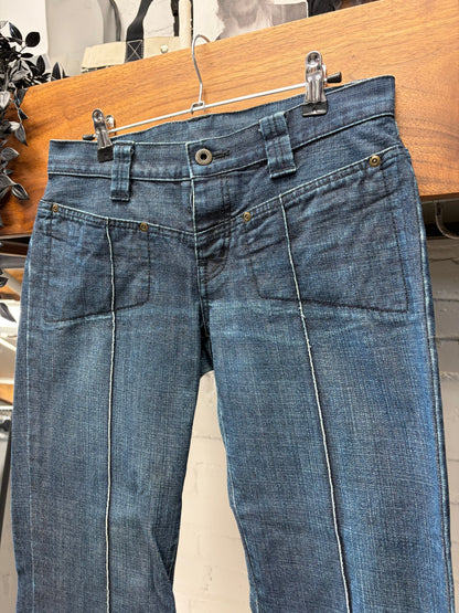 Hysteric Glamour Pleated Blue Flared Leg Denim