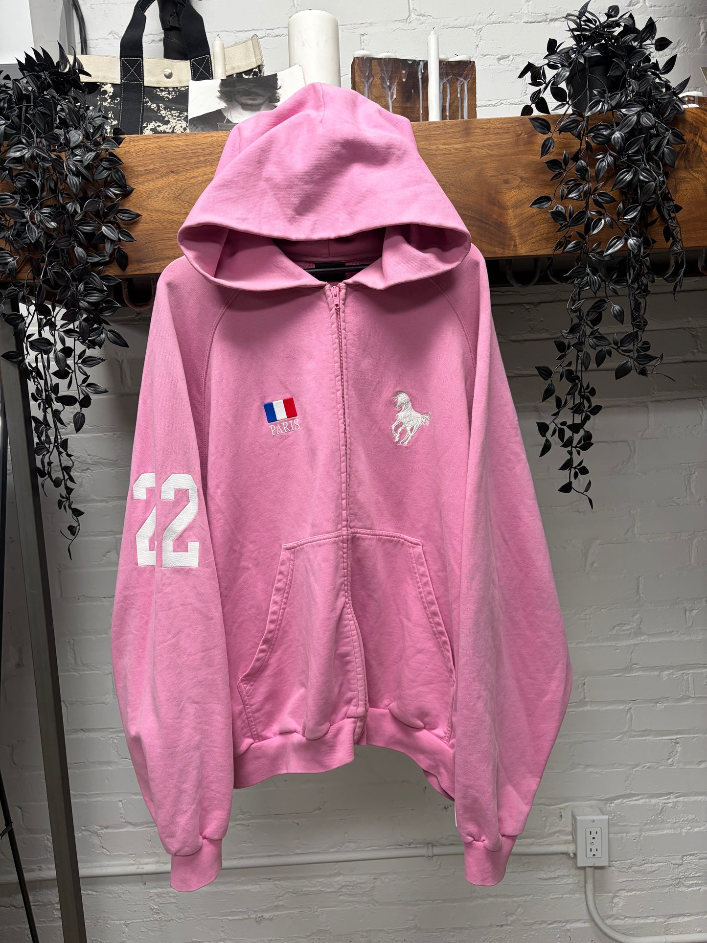 AW2022 Balenciaga ‘Polo’ Oversized Pink Zip-Up Hoodie
