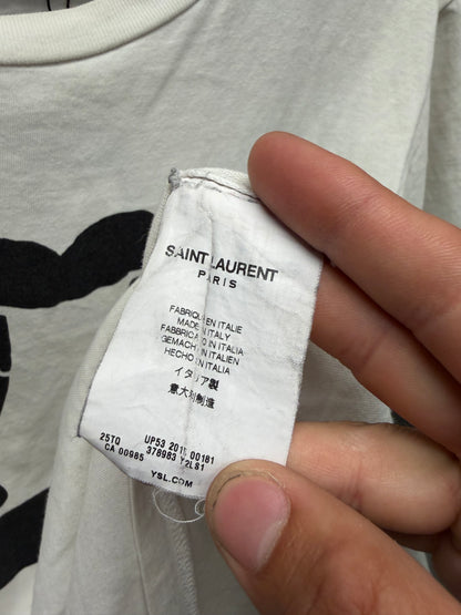2015 Saint Laurent ‘Bloodluster’ White Fangs Graphic T-Shirt