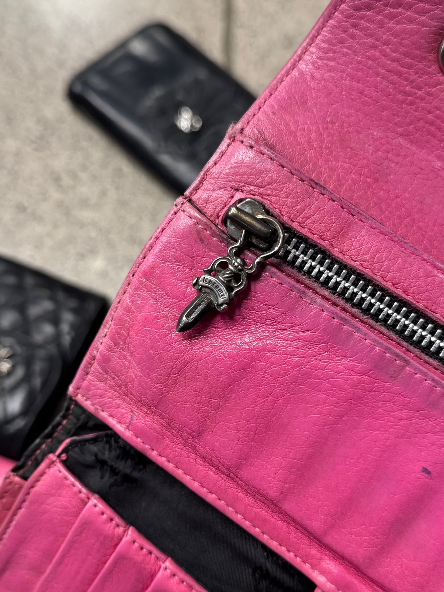 Chrome Hearts ‘Wave’ Pink Cross Button Long Wallet