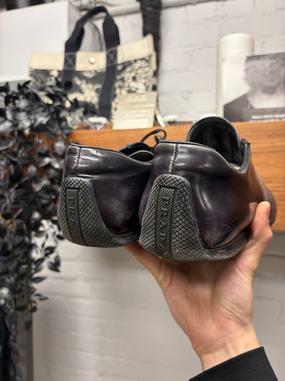 AW2007 Prada Gradient Grey/Midnight Black Leather Low Top Sneakers