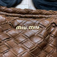 Miu Miu Brown Leather Basket Weave Top Handle/Shoulder Bag