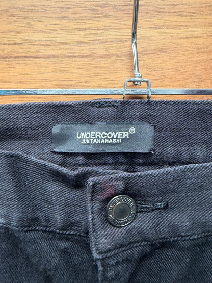 SS2015 Undercover ‘Psychocandy’ Text Print Grey Skinny Denim