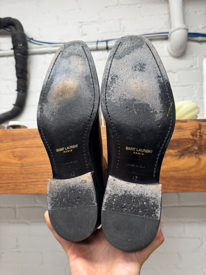 Saint Laurent Black Calfskin Leather ‘Wyatt’ Ankle Boot