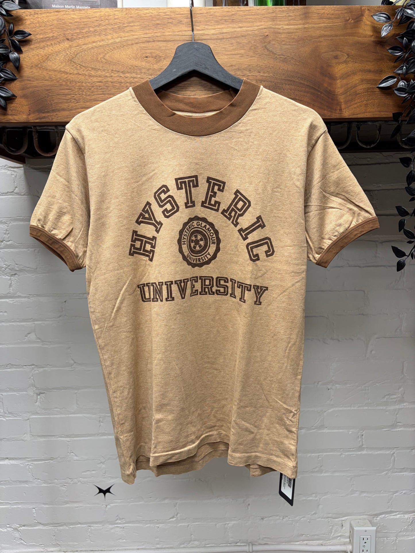 Vintage Hysteric Glamour ‘Hysteric University’ Brown Cotton Ringer T-Shirt