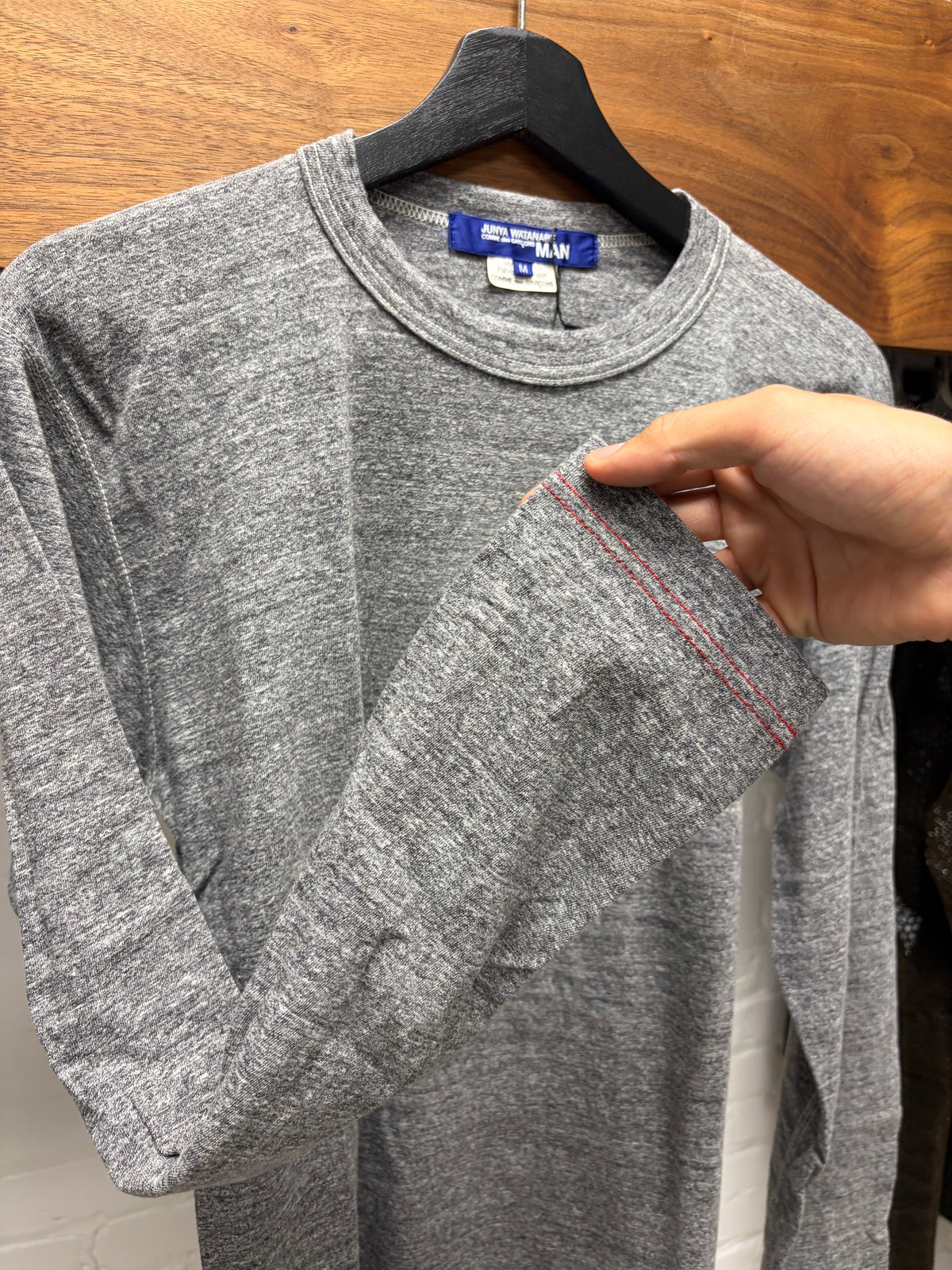 2010 Junya Watanabe Contrast Stitch Heather Grey Long Sleeve Shirt