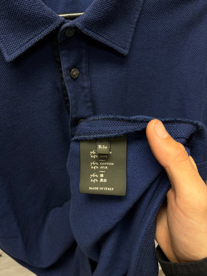 Berluti Blue Cotton Polo with Navy Underside Collar