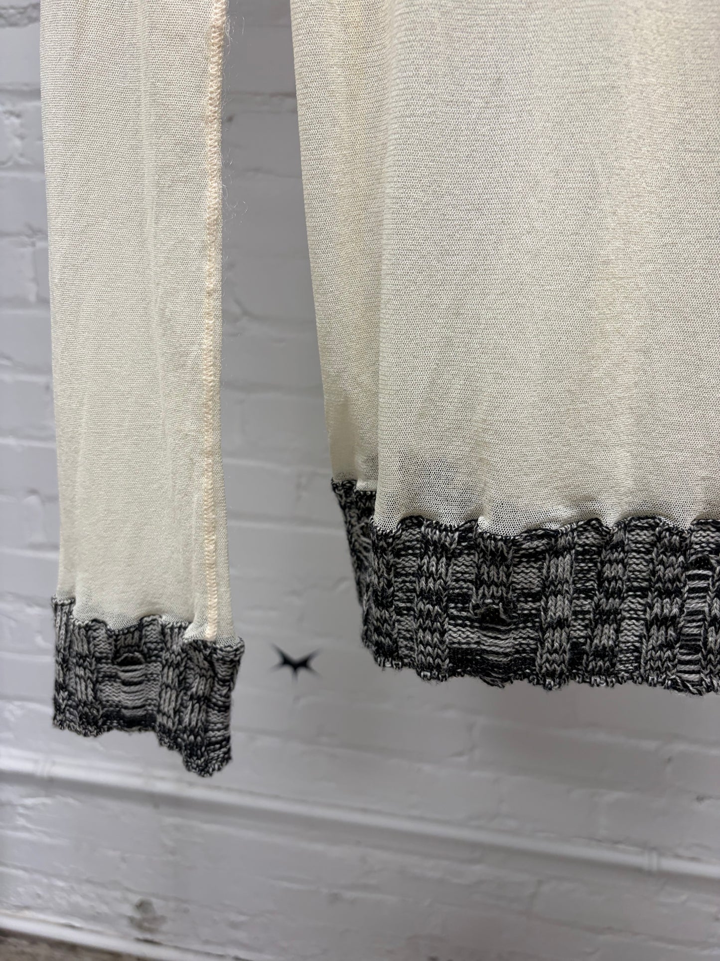 Vintage Jean Paul Gaultier Sheer Mesh Hoodie with Wool Trim