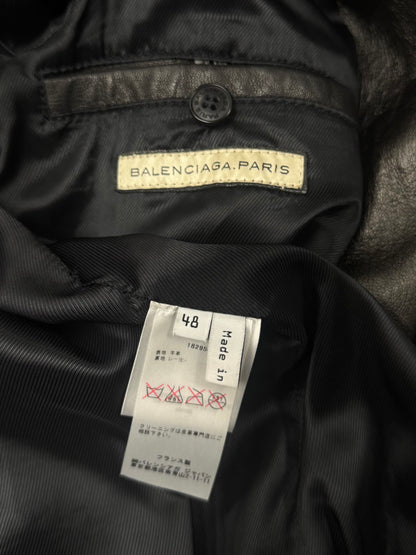 2007 Balenciaga by Nicholas Ghesquiere Sheepskin Leather Hooded Bomber Jacket