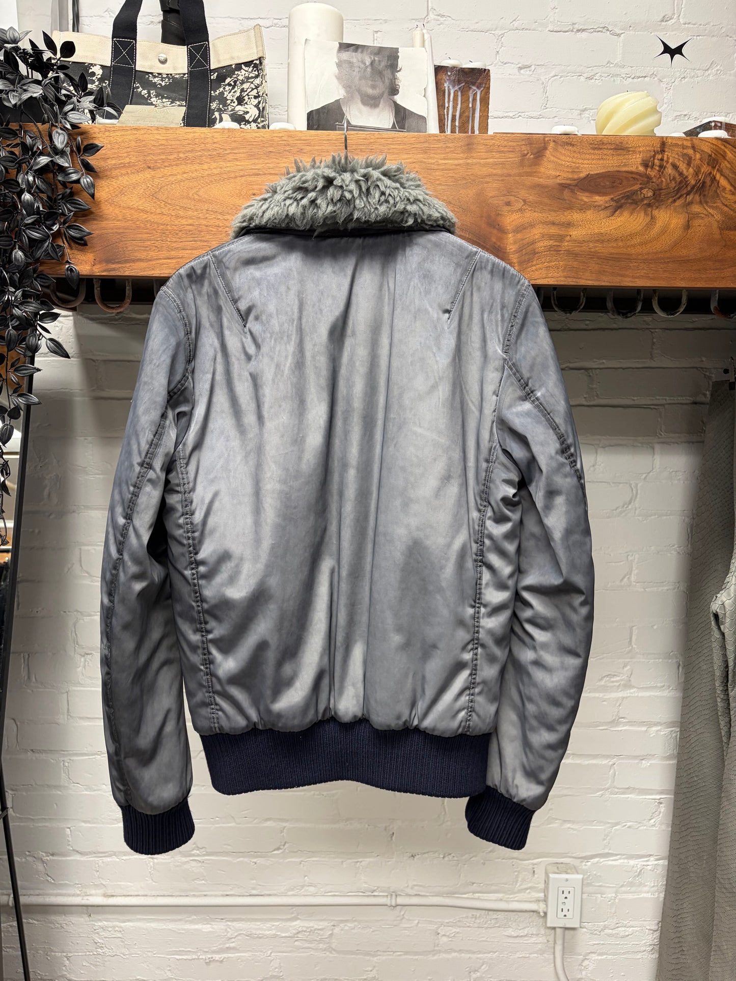 2000s Dolce & Gabbana Nylon ‘MA-1’ Mainline Bomber Jacket with Shearling Liner