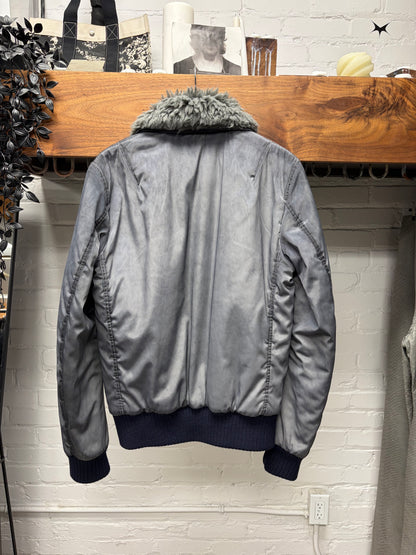 2000s Dolce & Gabbana Nylon ‘MA-1’ Mainline Bomber Jacket with Shearling Liner