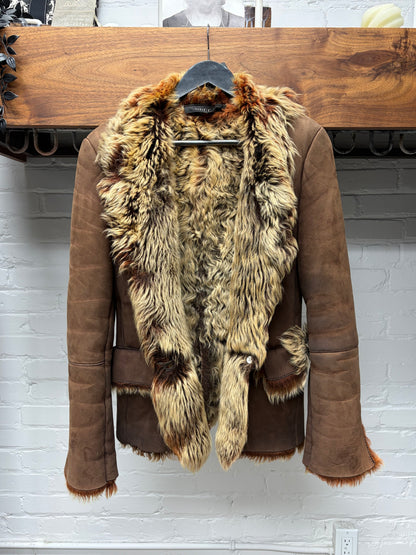 AW1998 Gucci by Tom Ford Genuine Fox Fur Gradient Orange/Brown Suede Jacket