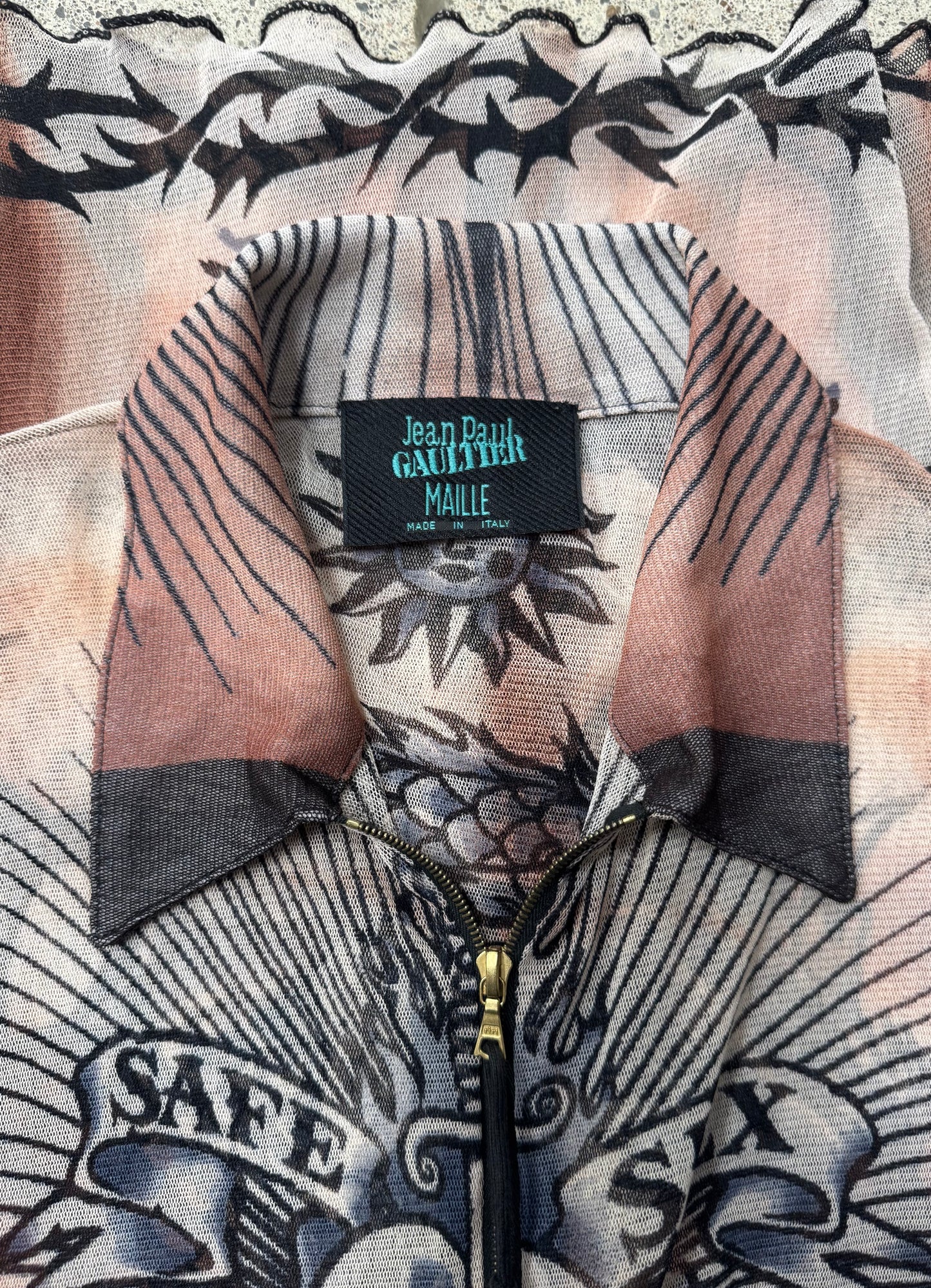 SS1996 Jean Paul Gaultier ‘Safe Sex Forever’ Mesh Collared Zip-Up