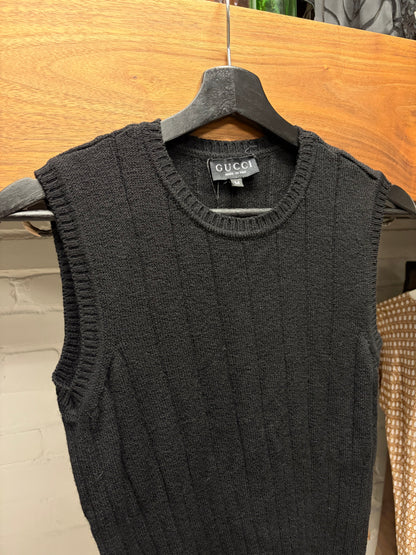 AW1995 Gucci by Tom Ford Black Wool Knit Sweater Vest