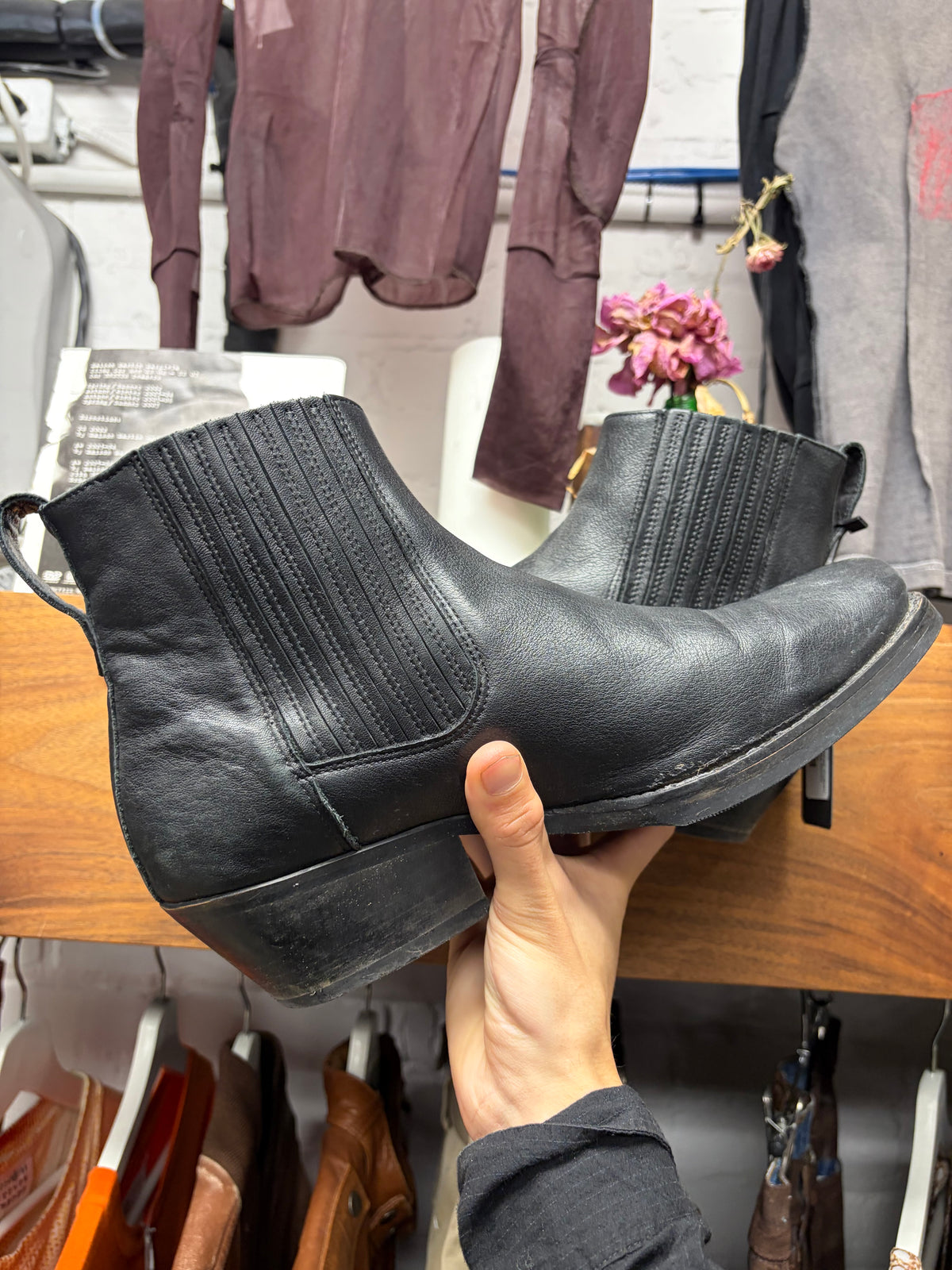 Our Legacy Black Leather ‘Cuban’ Pointed Toe Chelsea Boots