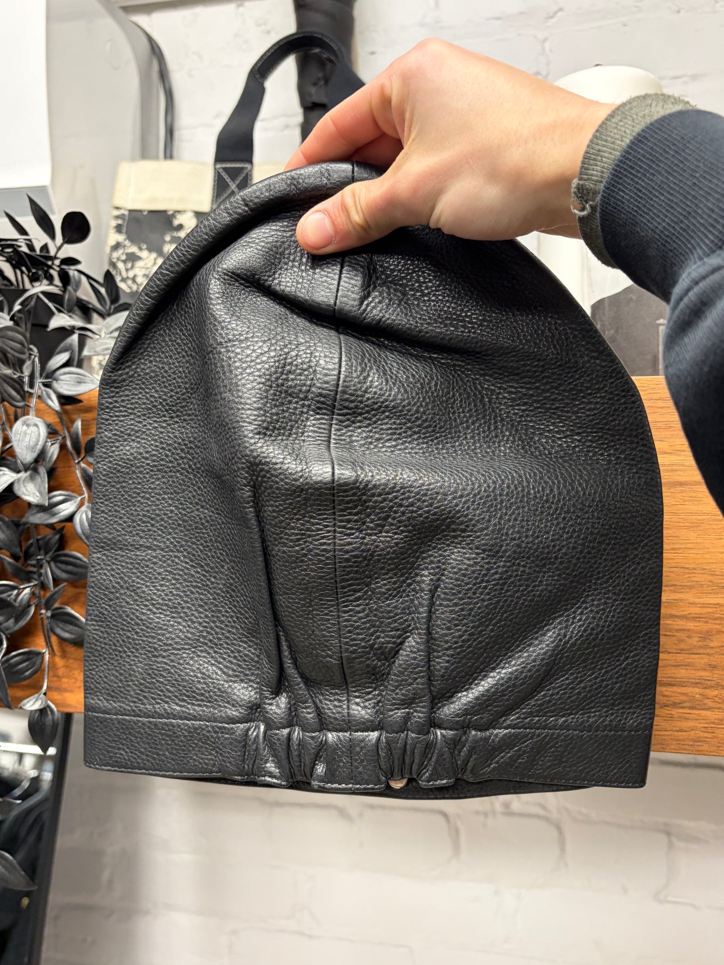 Vintage Chrome Hearts Leather Scroll Logo Biker Skull Cap