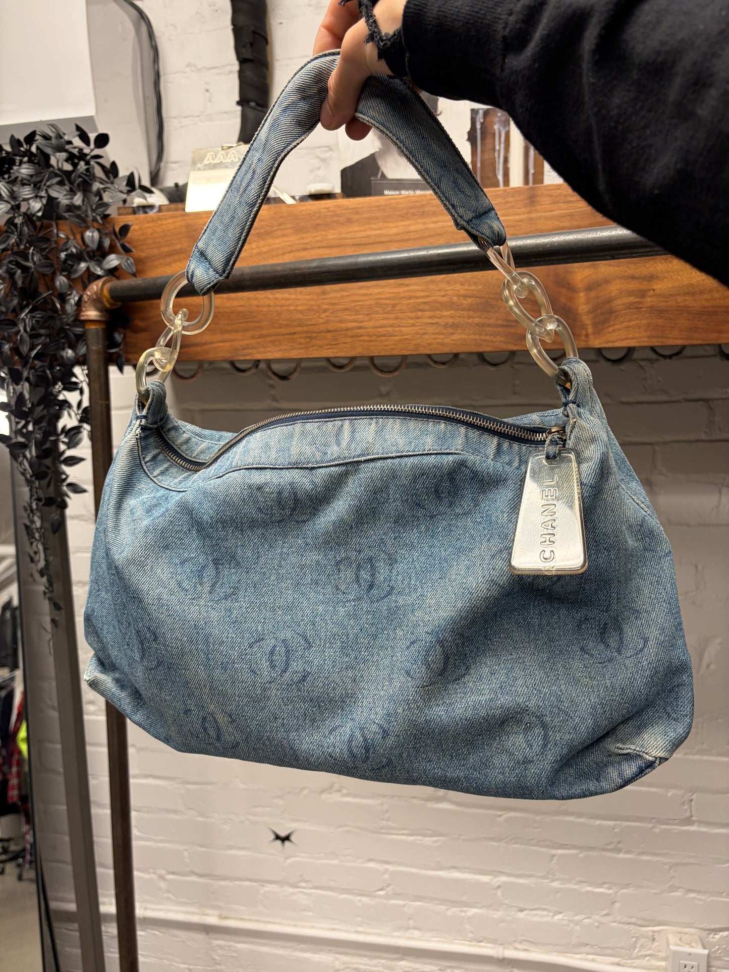 2002 Chanel ‘Cruise’ Denim CC Interlock Monogram Hobo Bag