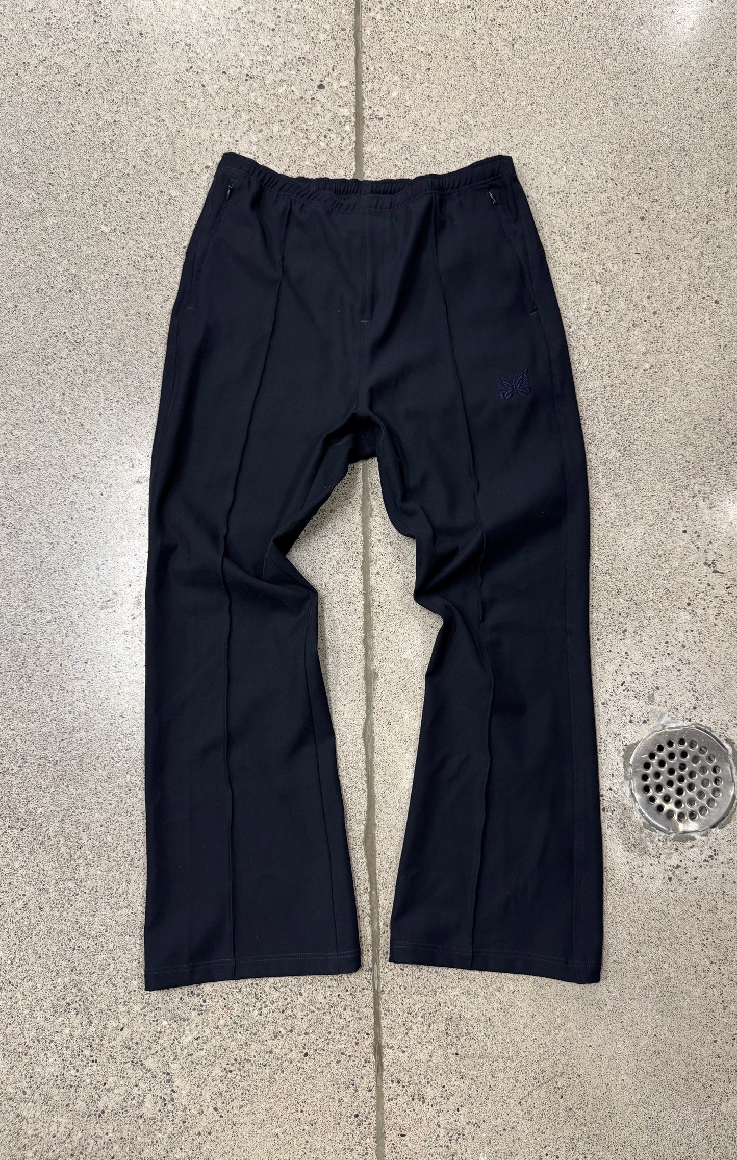 Needles Pleated Black Flared Cut Track Pants