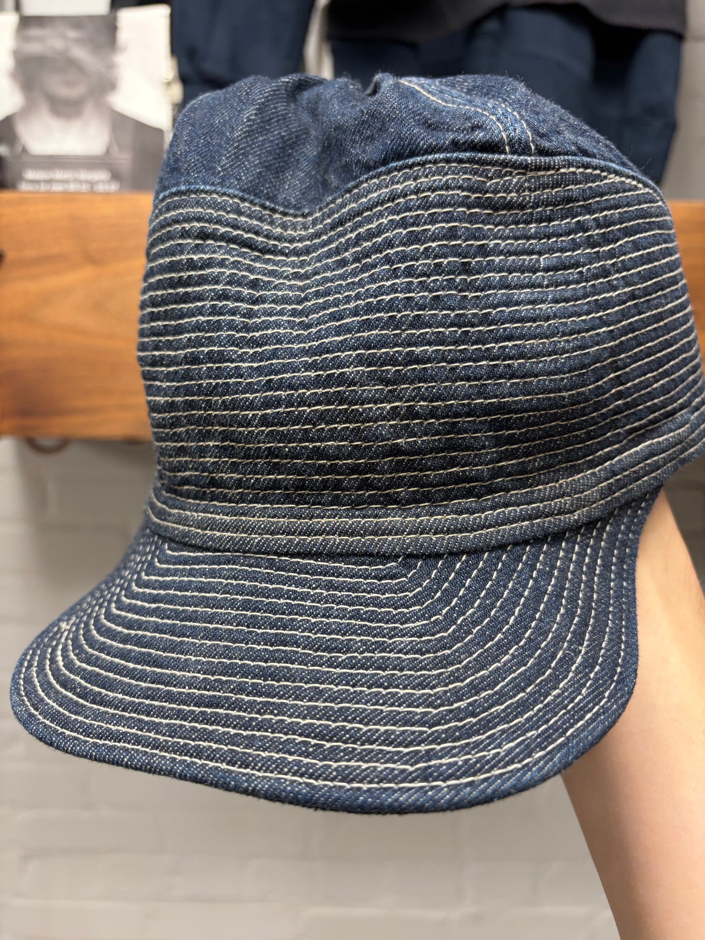 Kapital 11.5 oz Raw Blue Indigo Denim Strap-Back Hat