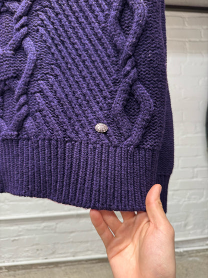AW2003 Chanel ‘Fisherman’ Purple Cable Knit Quarter Zip Sweater