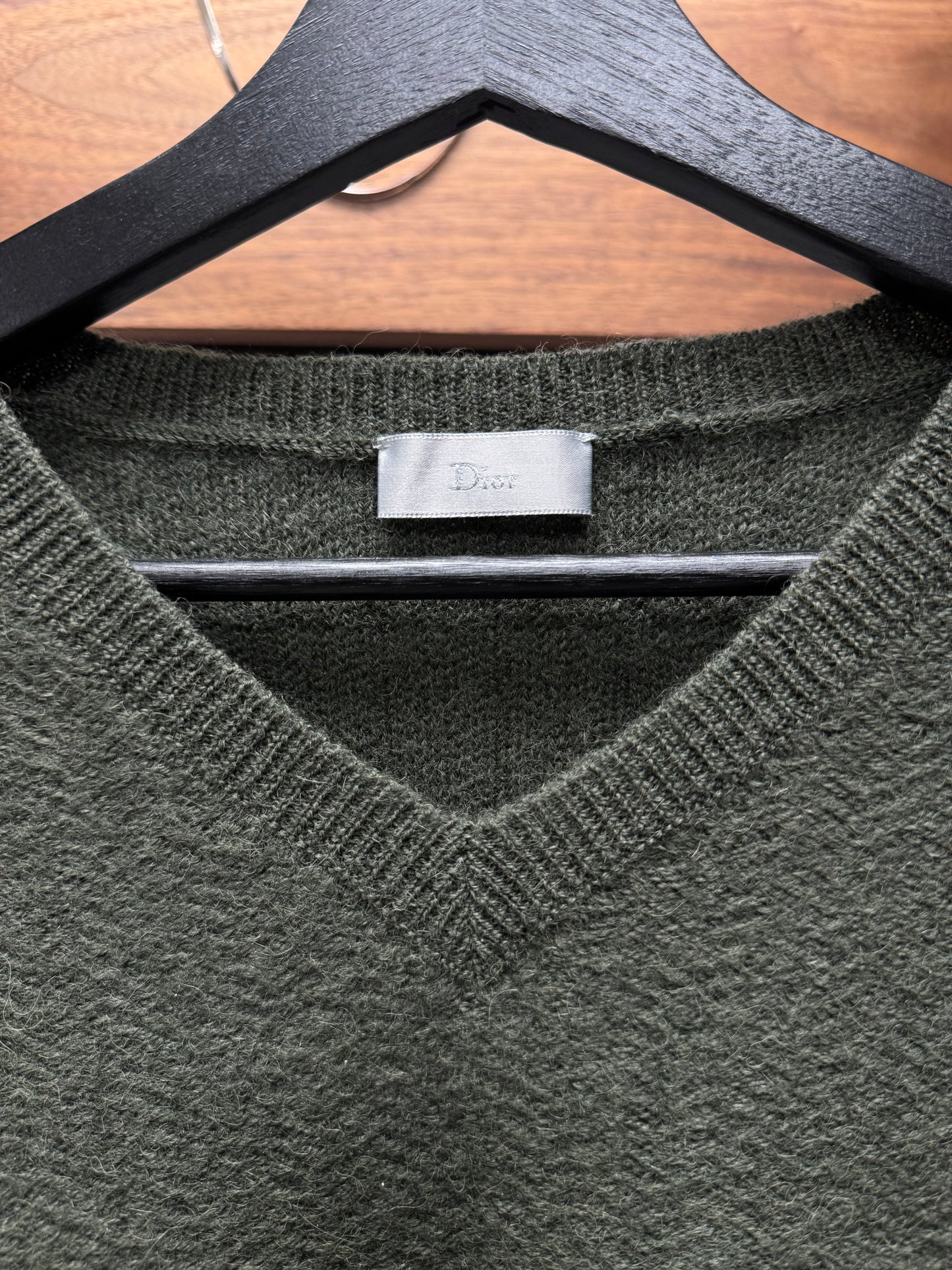 Dior Homme ‘Dark Green’ Alpaca Wool V-Neck Sweater