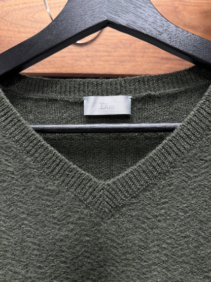 Dior Homme ‘Dark Green’ Alpaca Wool V-Neck Sweater