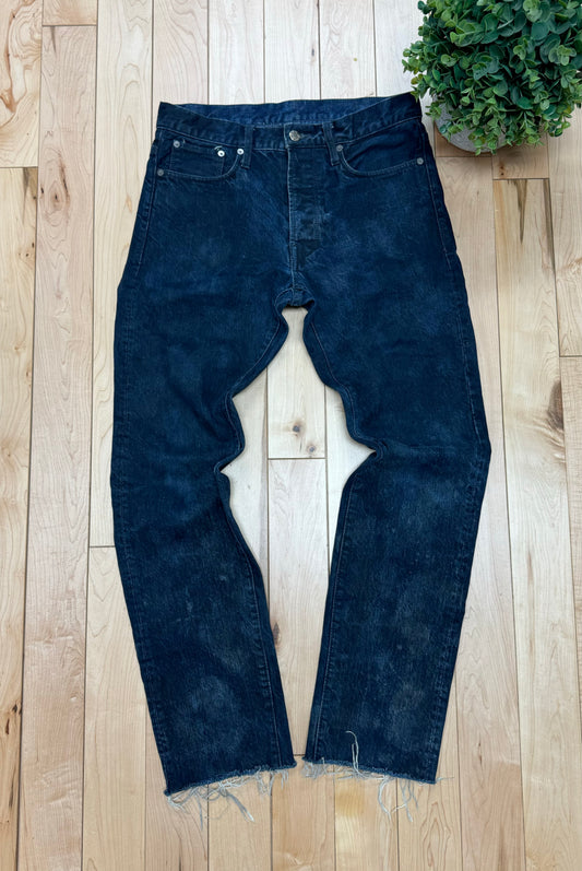 Helmut Lang ‘Raw Hem’ Bootcut Indigo Blue Denim.