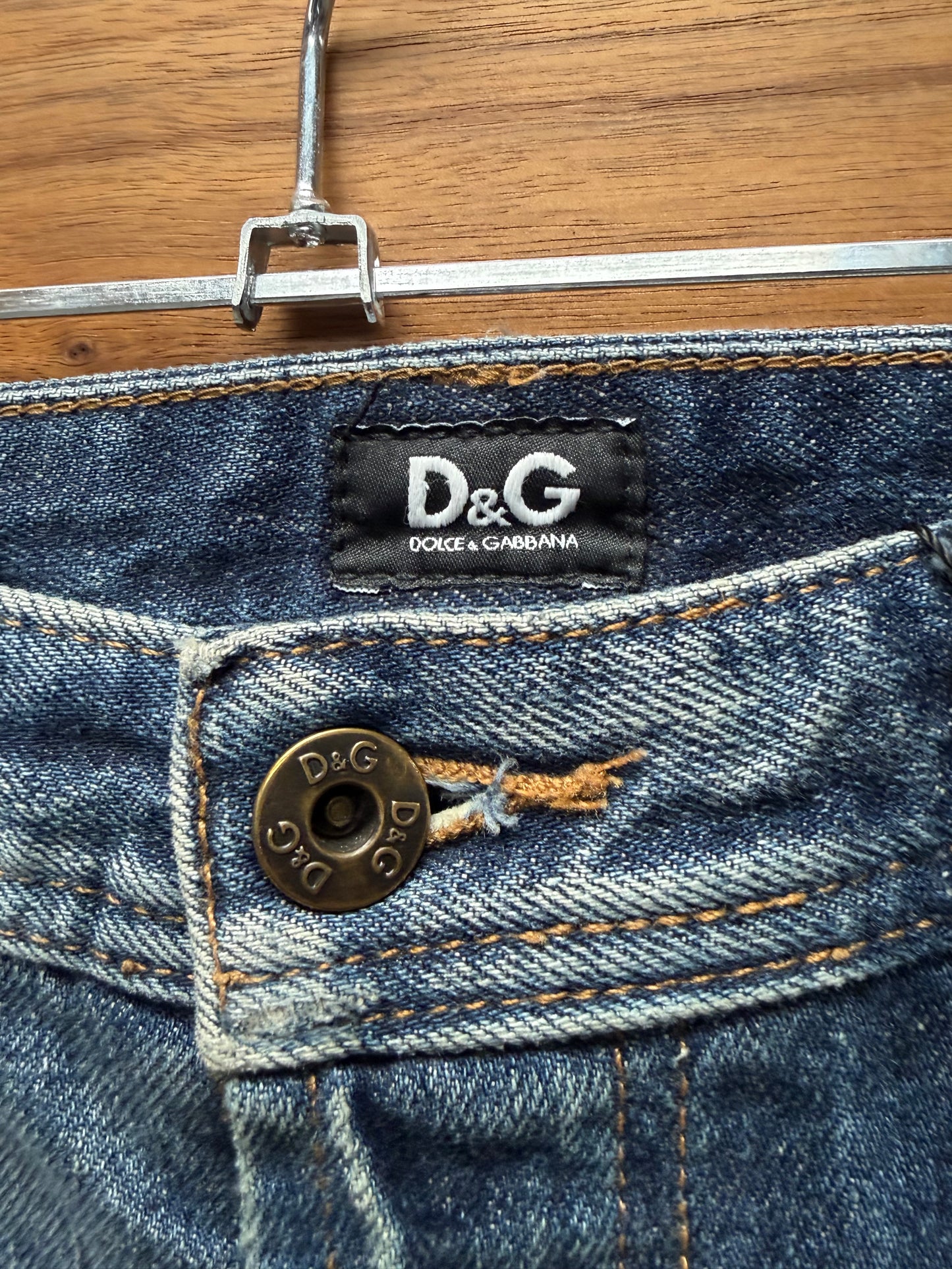 2000s Dolce & Gabbana Distressed Blue Bootcut Denim