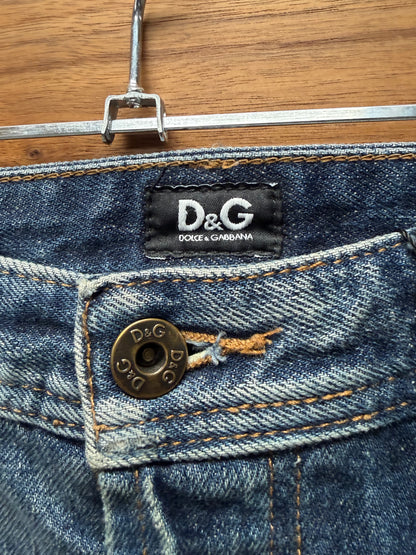 2000s Dolce & Gabbana Distressed Blue Bootcut Denim