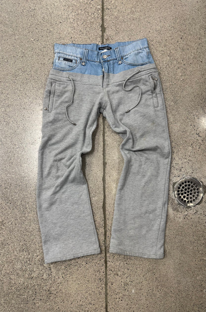 2000s Dolce & Gabbana Denim/Sweatpants Hybrid Bottoms