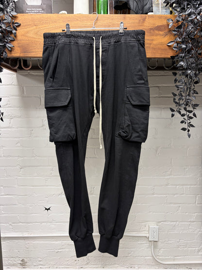 Rick Owens ‘Cargo Jogger’ Black Slim Cut Drawstring Sweatpants