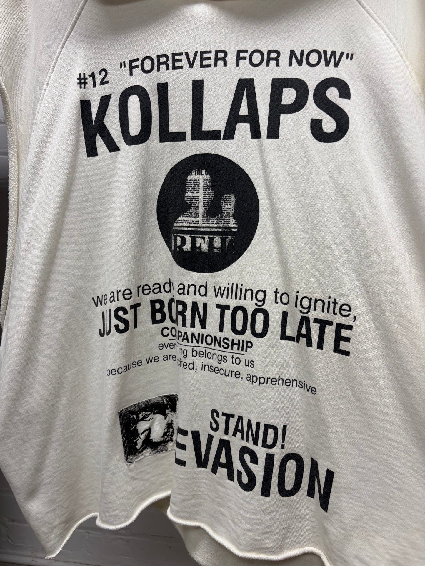 SS2002 Raf Simons ‘Kollaps’ Archive Redux White Sleeveless Hoodie