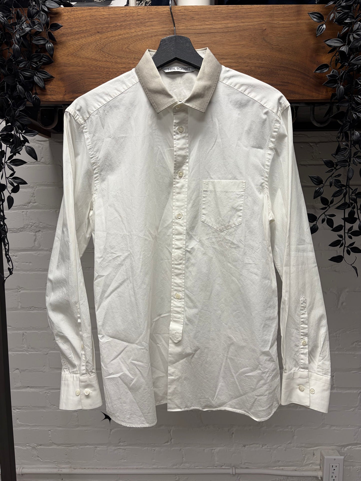 Neil Barrett ‘Gradient Collar’ White Button Up Shirt
