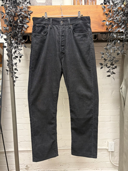 Kapital Black Corduroy ‘Buckle Back’ Straight Leg Denim