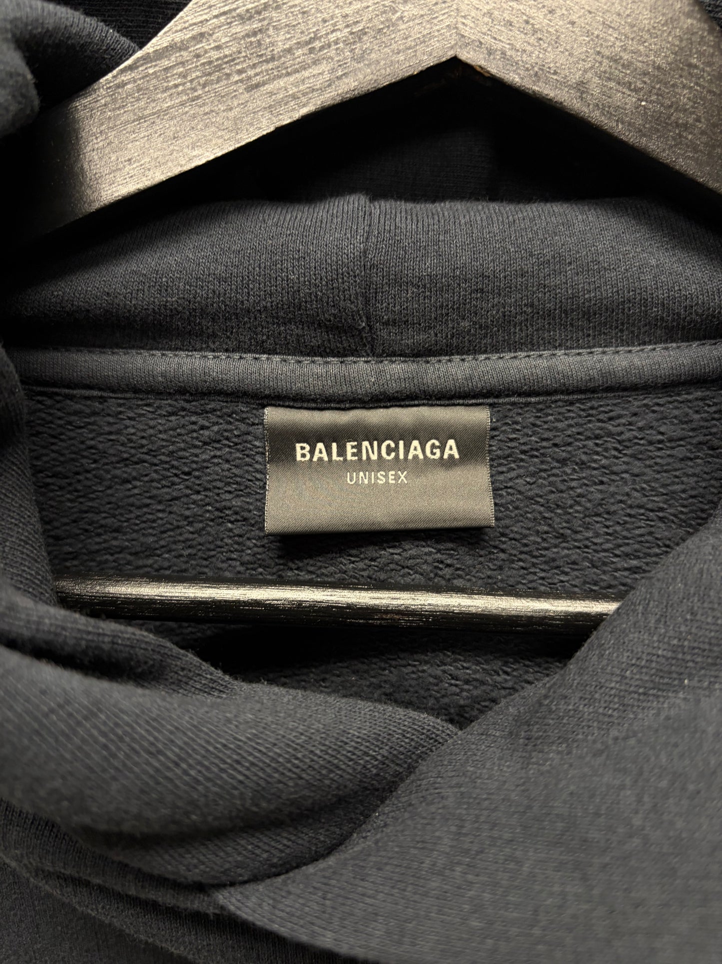 SS2026 Balenciaga ‘Nano BB’ Logo Black Pullover Hoodie