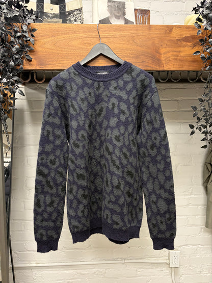 AW2014 Raf Simons Black ‘Leopard Print’ Wool Knit Sweater
