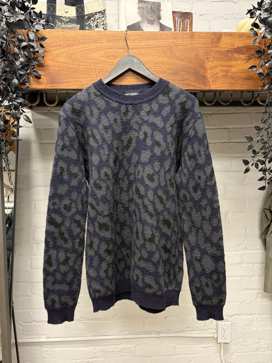AW2014 Raf Simons Black ‘Leopard Print’ Wool Knit Sweater